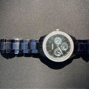 Fossil Black Crystal Accent Link Watch